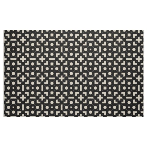 Contemporary Chic Black & Beige Geometric Pattern Fabric