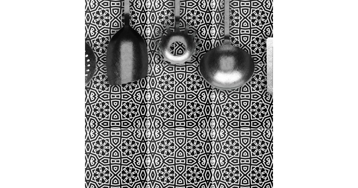 Contemporary Chic Black & White Geometric Pattern Ceramic Tile | Zazzle