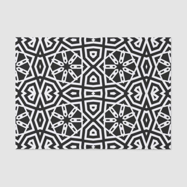 Contemporary Chic Black & White Geometric Pattern Tissue Paper (Front)