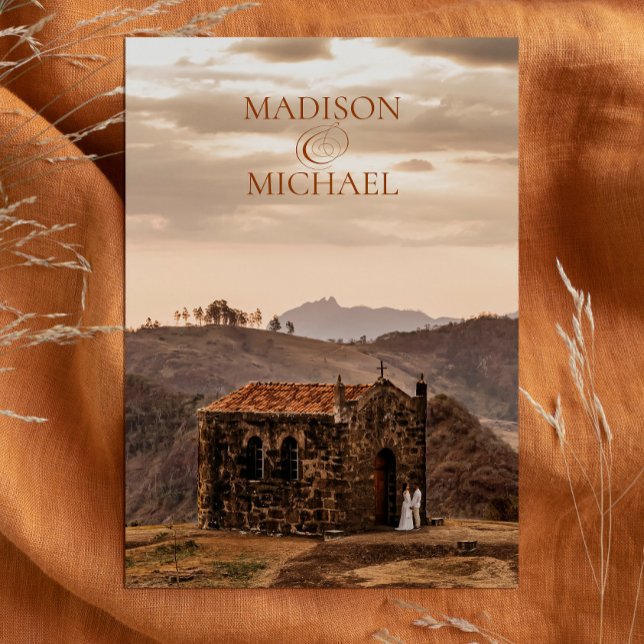 Contemporary Chic Boho Terracotta Photo Wedding Invitation (Creator Uploaded)