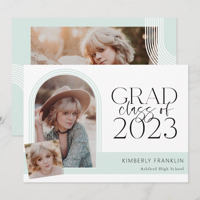 Contemporary Chic Graduation Photo Invitation (Front/Back)