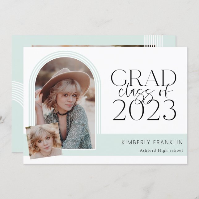 Contemporary Chic Graduation Photo Invitation (Front/Back)