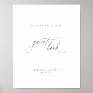 Contemporary Chic Gray Minimalist Guest Book