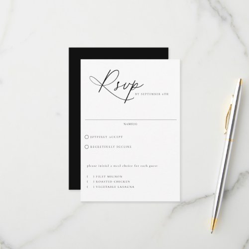 Contemporary Chic Meal Choice Wedding RSVP Card