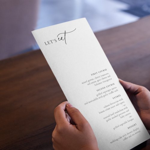 Contemporary Chic Minimalist Menu