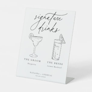 Contemporary Chic Minimalist Signature Drinks Pedestal Sign