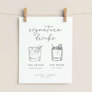 Contemporary Chic Minimalist Signature Drinks Post Poster