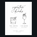 Contemporary Chic Minimalist Signature Drinks Poster<br><div class="desc">Contemporary Chic minimalist signature drinks,  wedding sign poster.</div>