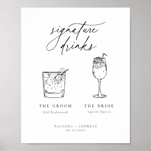 Contemporary Chic Minimalist Signature Drinks Poster