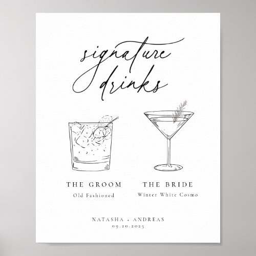 Contemporary Chic Minimalist Signature Drinks Poster