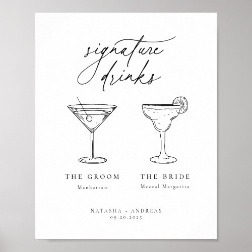 Contemporary Chic Minimalist Signature Drinks Poster