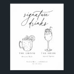 Contemporary Chic Minimalist Signature Drinks Poster<br><div class="desc">Contemporary Chic minimalist signature drinks,  wedding sign poster. Moscow Mule and Aperol Spritz cocktails.</div>