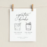 Contemporary Chic Minimalist Signature Drinks Poster<br><div class="desc">Contemporary Chic minimalist signature drinks,  wedding sign poster.</div>