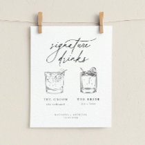 Contemporary Chic Minimalist Signature Drinks Poster