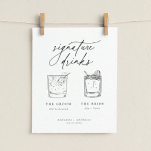 Contemporary Chic Minimalist Signature Drinks Poster