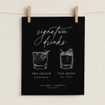 Contemporary Chic Minimalist Signature Drinks Poster<br><div class="desc">Contemporary Chic minimalist signature drinks,  wedding sign poster.</div>