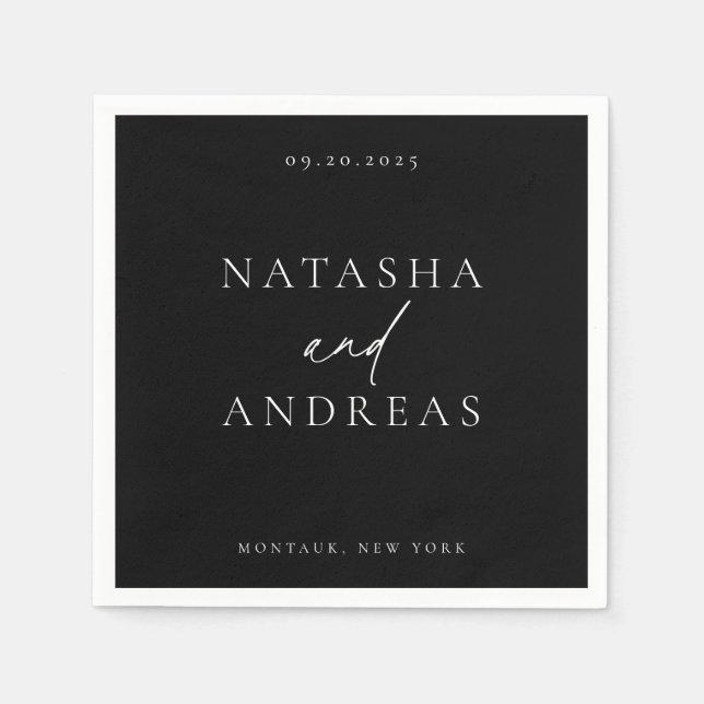Contemporary Chic Minimalist Wedding Napkins (Front)