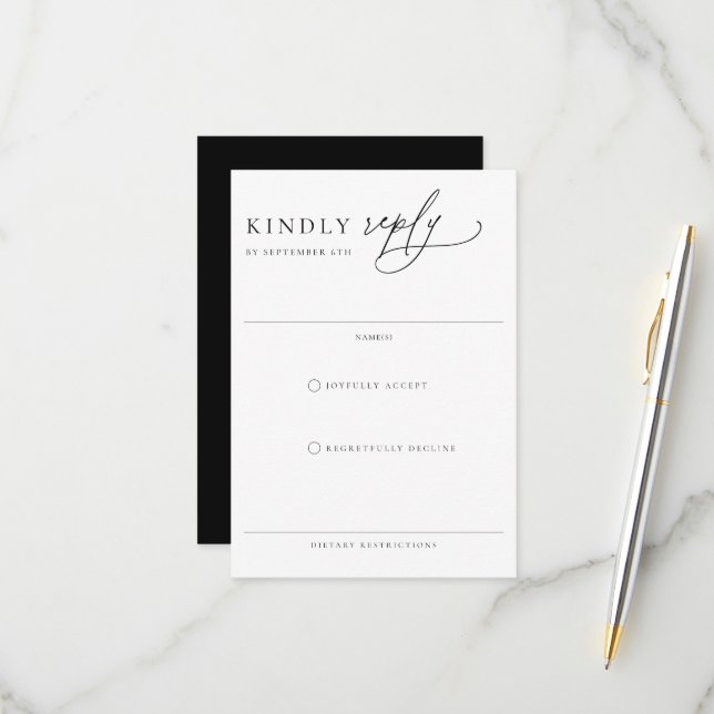 Contemporary Chic Minimalist Wedding RSVP Card (Front/Back In Situ)