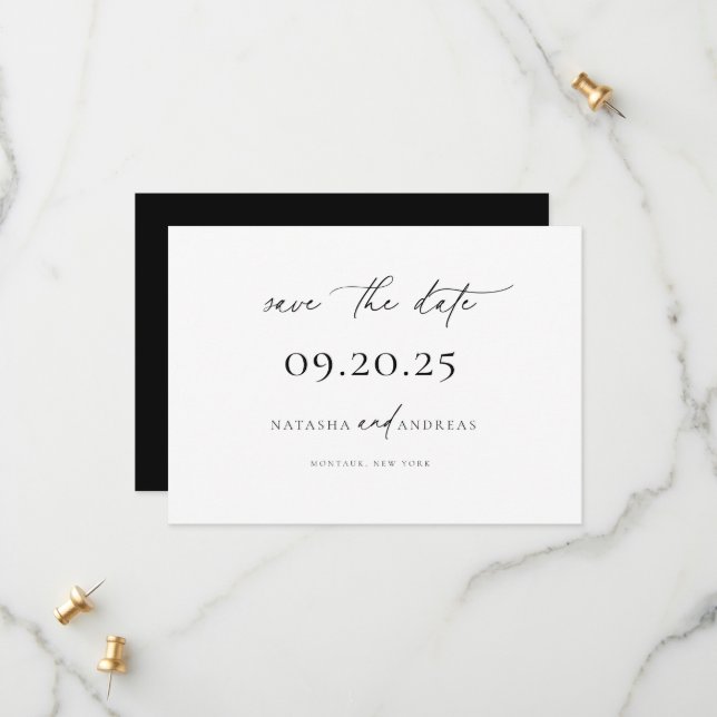 Contemporary Chic Minimalist Wedding Save The Date (Front/Back In Situ)