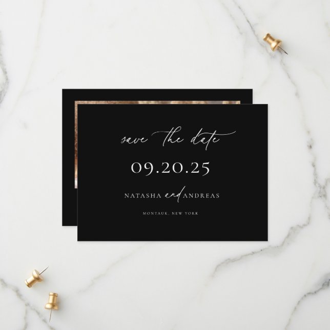 Contemporary Chic Minimalist Wedding Save The Date (Front/Back In Situ)