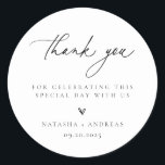 Contemporary Chic Minimalist Wedding Thank You Classic Round Sticker<br><div class="desc">Contemporary Chic Minimalist,  wedding thank you favor stickers.</div>