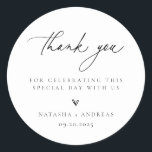 Contemporary Chic Minimalist Wedding Thank You Classic Round Sticker<br><div class="desc">Contemporary Chic Minimalist,  wedding thank you favor stickers.</div>