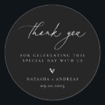 Contemporary Chic Minimalist Wedding Thank You Classic Round Sticker<br><div class="desc">Contemporary Chic Minimalist,  black wedding thank you favor stickers.</div>