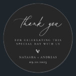 Contemporary Chic Minimalist Wedding Thank You Classic Round Sticker<br><div class="desc">Contemporary Chic Minimalist,  black wedding thank you favor stickers.</div>