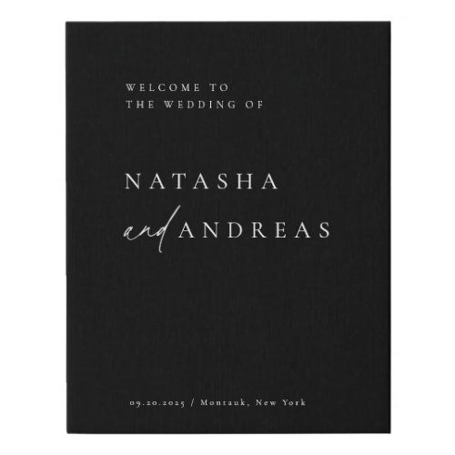 Contemporary Chic Minimalist Wedding Welcome Faux Canvas Print
