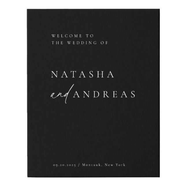 Contemporary Chic Minimalist Wedding Welcome Faux Canvas Print (Front)
