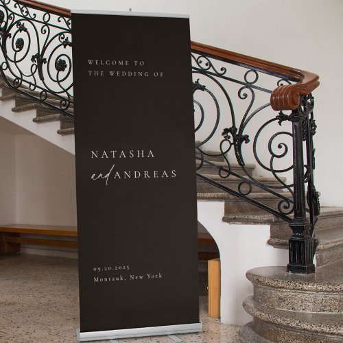 Contemporary Chic Minimalist Wedding Welcome Retractable Banner