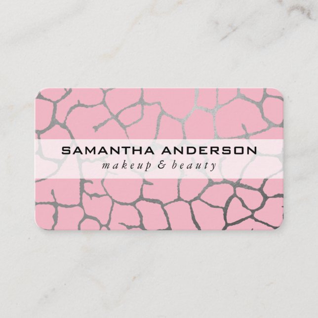 Contemporary Chic Pattern Pink Business Card (Front)