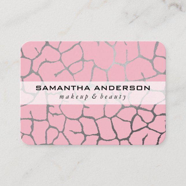 Contemporary Chic Pattern Pink Business Card (Front)
