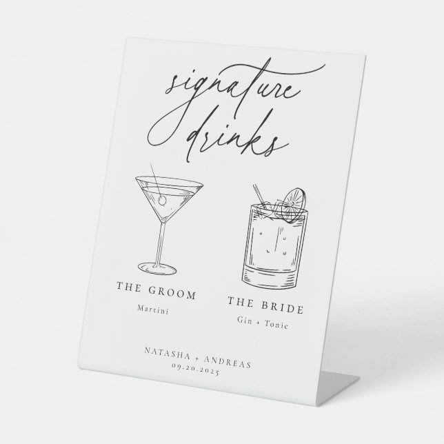 Contemporary Chic Signature Drinks Pedestal Sign (Front)