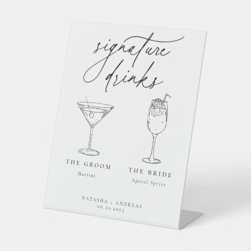 Contemporary Chic Signature Drinks Pedestal Sign