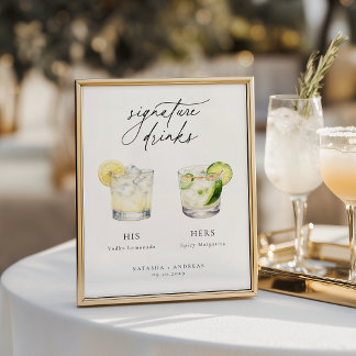 Contemporary Chic Signature Drinks Wedding Poster