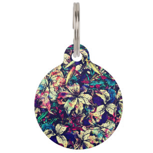 Contemporary Chic Watercolor Dragon Lilies Flowers Pet ID Tag