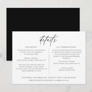 Contemporary Chic Wedding Details Card