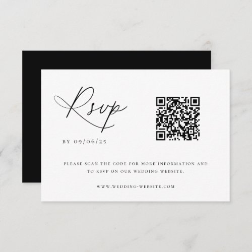 Contemporary Chic Wedding QR Code RSVP Card