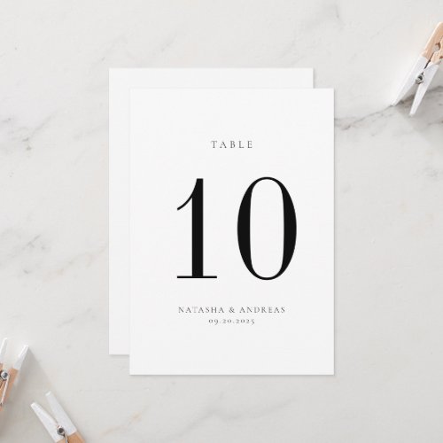 Contemporary Chic Wedding Table Number Card