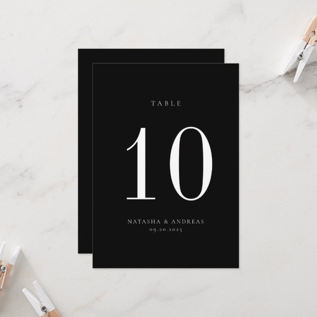 Contemporary Chic Wedding Table Number Card (Front/Back In Situ)