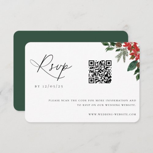 Contemporary Chic Winter Wedding QR Code RSVP Card