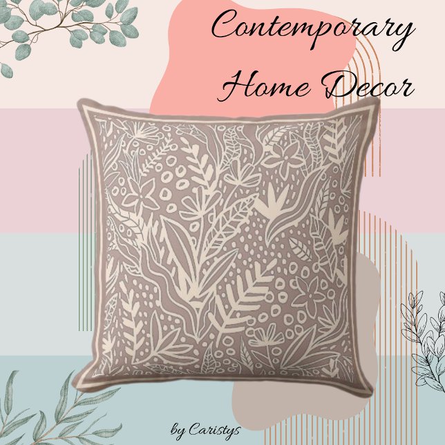 Contemporary Chocolate Milk and Blush Throw Pillow (Creator Uploaded)