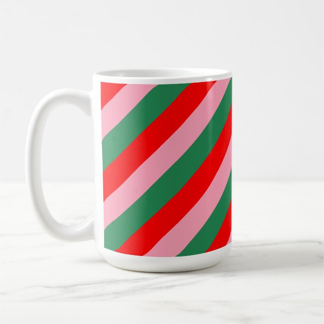 Contemporary Christmas Candy Stripes  Coffee Mug (Left)