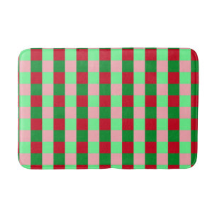 Contemporary Christmas Checkerboard Pattern Bath Mat