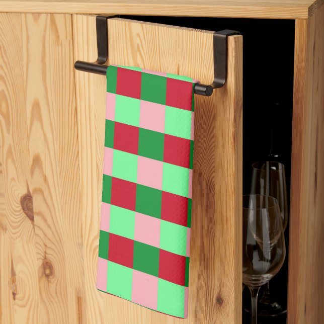 Contemporary Christmas Checkerboard Pattern  Kitchen Towel (Thirds Fold)