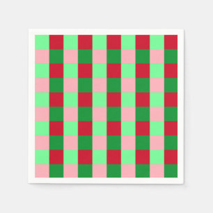 Contemporary Christmas Checkerboard Pattern Napkins