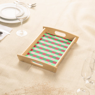 Contemporary Christmas Checkerboard Pattern Serving Tray