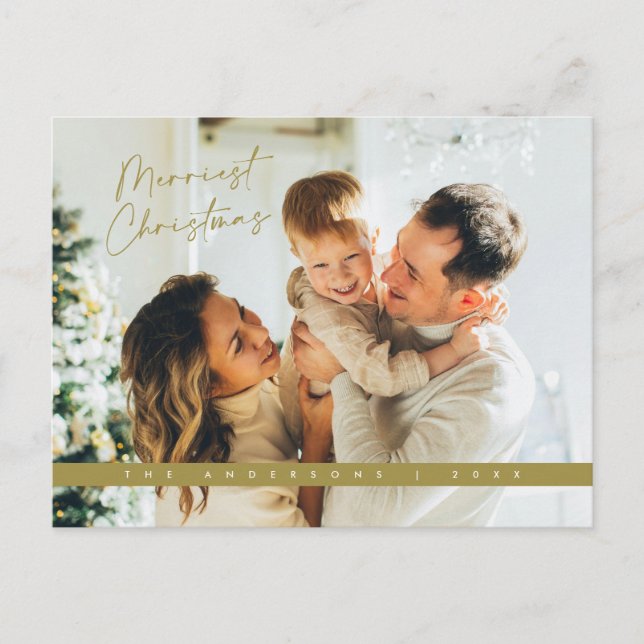  Contemporary Christmas Greeting, Family Photo Postcard (Front)
