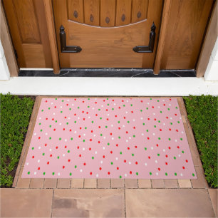 Contemporary Christmas Polka Dots Doormat